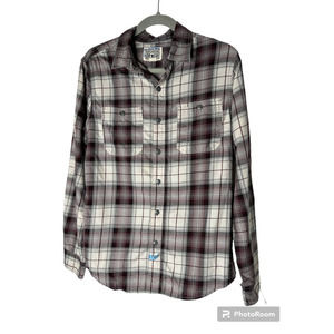 Converse One Star Men's Button-up Shirt Size S in Purple and Gray Plaid